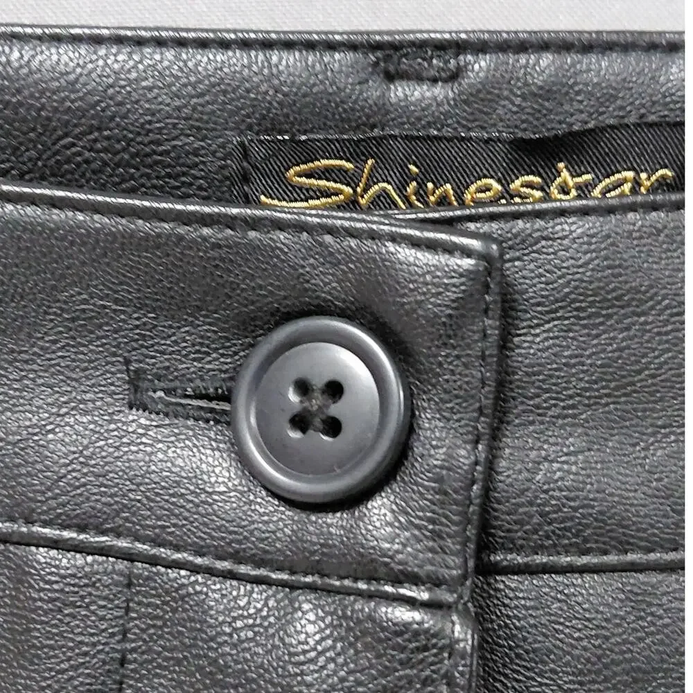 NWT Shinestar Vegan Black Bootcut Flare Lined Pants Women Size L